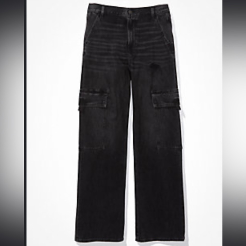 American Eagle AE Super High Waisted Cargo Baggy Wide Leg Jeans
